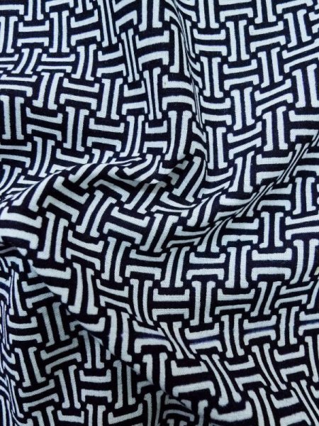 画像10: M0301D  男性用浴衣 男性用着物  綿   藍, 幾何学模様 【中古】 【USED】 【リサイクル】 ★★★☆☆ (10)