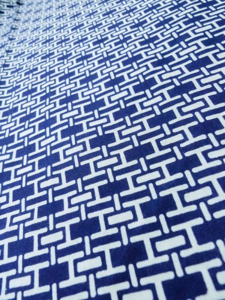 画像7: M0301G  男性用浴衣 男性用着物  綿   藍, 抽象的模様 【中古】 【USED】 【リサイクル】 ★★★★☆ (7)