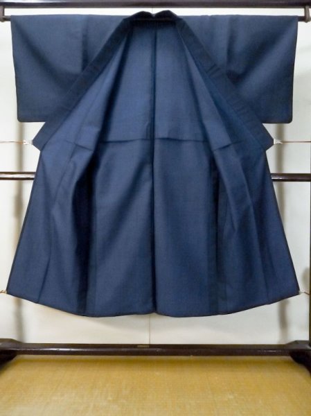 画像2: M0301P  男性用着物 男性用着物  ウール   紺, 線 【中古】 【USED】 【リサイクル】 ★☆☆☆☆ (2)