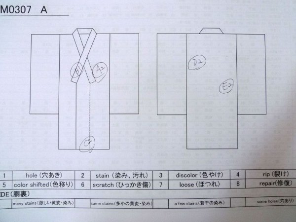 画像14: M0307A  小紋 女性用着物 地紋:竹垣柄、柄:本 シルク(正絹)   黒, 花 【中古】 【USED】 【リサイクル】 ★☆☆☆☆ (14)