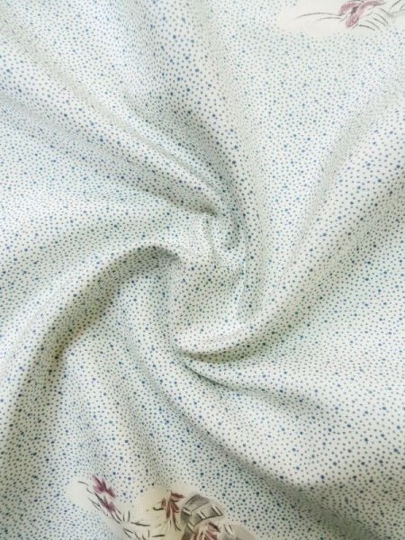 画像13: M0307B  小紋 女性用着物  シルク(正絹)   白, 菊 【中古】 【USED】 【リサイクル】 ★★☆☆☆ (13)