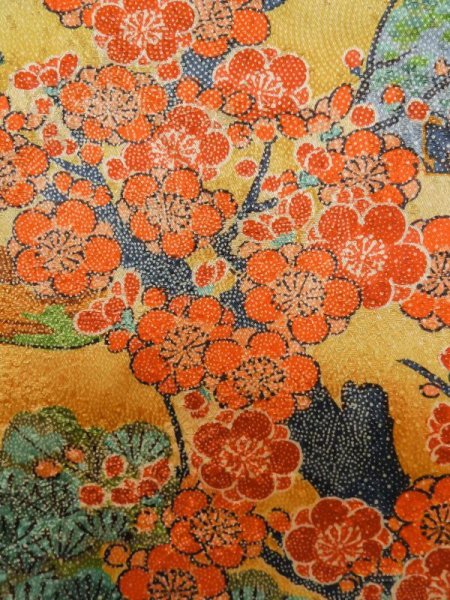 画像7: M0307G  小紋 女性用着物  シルク(正絹)  光沢のある 山吹, 桜 【中古】 【USED】 【リサイクル】 ★★★★☆ (7)