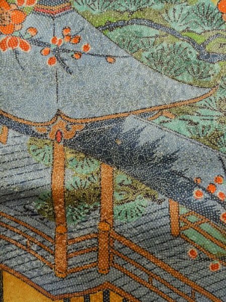 画像8: M0307G  小紋 女性用着物  シルク(正絹)  光沢のある 山吹, 桜 【中古】 【USED】 【リサイクル】 ★★★★☆ (8)