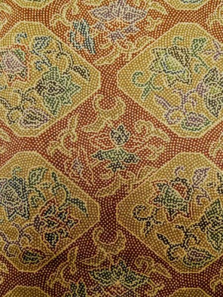 画像6: M0307I  小紋 女性用着物  シルク(正絹) 淡い 深い 茶色, 菱 淡い【中古】 【USED】 【リサイクル】 ★★★★☆ (6)