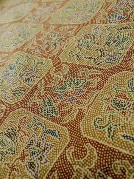 画像8: M0307I  小紋 女性用着物  シルク(正絹) 淡い 深い 茶色, 菱 淡い【中古】 【USED】 【リサイクル】 ★★★★☆ (8)