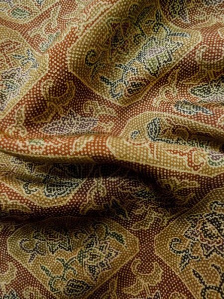 画像9: M0307I  小紋 女性用着物  シルク(正絹) 淡い 深い 茶色, 菱 淡い【中古】 【USED】 【リサイクル】 ★★★★☆ (9)