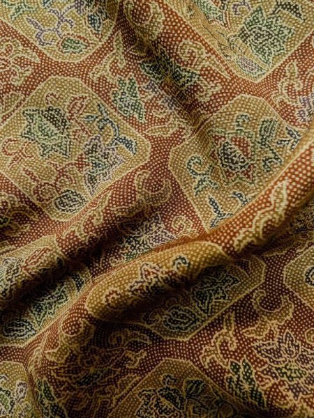 画像10: M0307I  小紋 女性用着物  シルク(正絹) 淡い 深い 茶色, 菱 淡い【中古】 【USED】 【リサイクル】 ★★★★☆ (10)