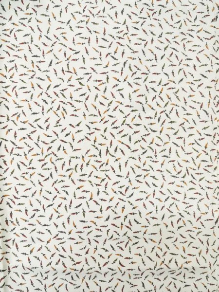 画像3: M0307K  小紋 女性用着物 唐辛子柄 シルク(正絹)   オフ ホワイト,  【中古】 【USED】 【リサイクル】 ★★☆☆☆ (3)