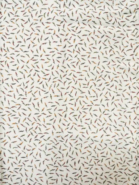 画像4: M0307K  小紋 女性用着物 唐辛子柄 シルク(正絹)   オフ ホワイト,  【中古】 【USED】 【リサイクル】 ★★☆☆☆ (4)