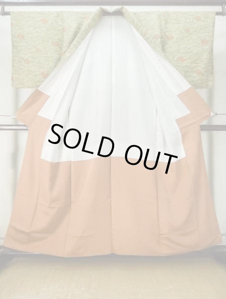 画像2: M0307L  小紋 女性用着物  シルク（正絹） 淡い 薄い トープ, 抽象的模様 【中古】 【USED】 【リサイクル】 ★★☆☆☆ (2)