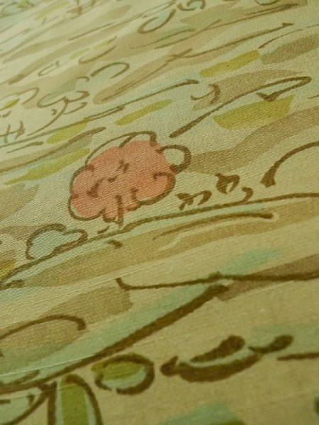 画像9: M0307L  小紋 女性用着物  シルク(正絹) 淡い 薄い トープ, 抽象的模様 【中古】 【USED】 【リサイクル】 ★★☆☆☆ (9)