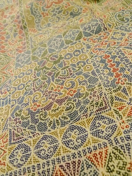 画像8: M0307U Mint  小紋 女性用着物  シルク(正絹) 淡い 薄い オリーブ, 小さな点々 【中古】 【USED】 【リサイクル】 ★★★★☆ (8)