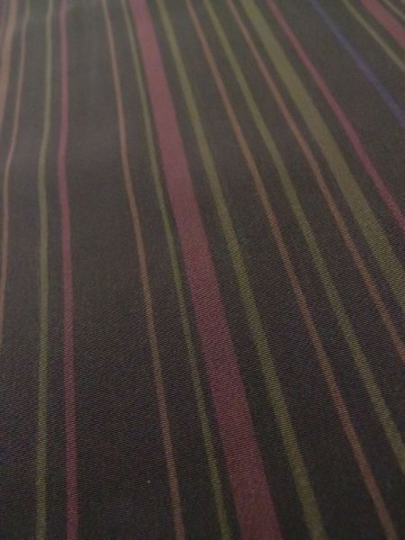 画像7: M0307Z  小紋 女性用着物  シルク(正絹) 淡い 深い 茶色, 縞 深い【中古】 【USED】 【リサイクル】 ★★★★☆ (7)