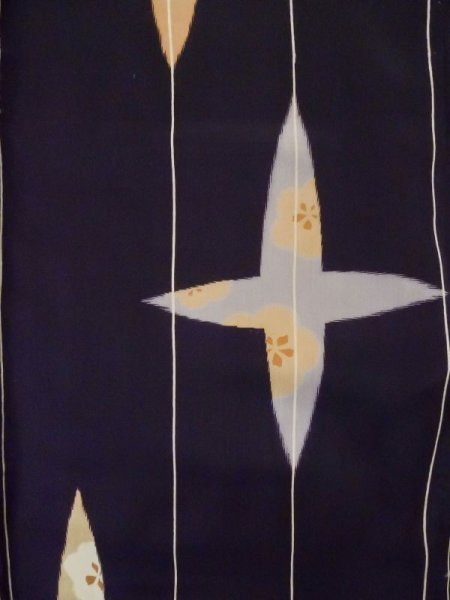 画像4: M0308B  小紋 女性用着物  シルク(正絹)   黒, 花 【中古】 【USED】 【リサイクル】 ★★☆☆☆ (4)