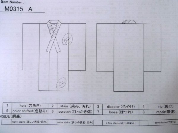 画像13: M0315A  大島紬 女性用着物  シルク（正絹） 淡い 深い 青, 抽象的模様 【中古】 【USED】 【リサイクル】 ★★☆☆☆ (13)