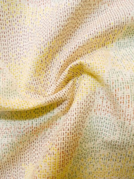 画像11: M0315B Mint  紬 女性用着物  シルク（正絹） 淡い 薄い マルチカラー, 幾何学模様 【中古】 【USED】 【リサイクル】 ★★★★☆ (11)