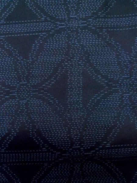 画像5: M0315E  大島紬 女性用着物  シルク（正絹）   紺, 七宝 【中古】 【USED】 【リサイクル】 ★★★☆☆ (5)