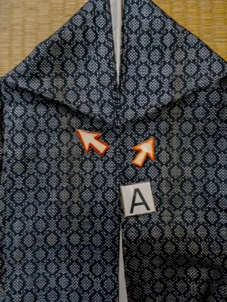 画像12: M0315I  大島紬 女性用着物  シルク（正絹）   黒, 丸 【中古】 【USED】 【リサイクル】 ★☆☆☆☆ (12)