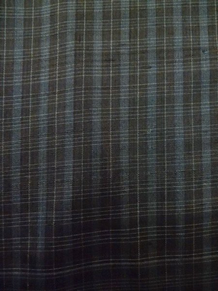 画像5: M0315Q  紬 女性用着物  シルク（正絹）  深い 青緑色, チェック柄 【中古】 【USED】 【リサイクル】 ★☆☆☆☆ (5)