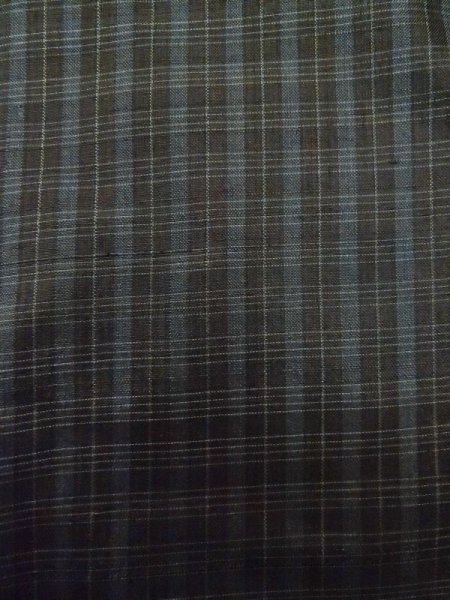 画像6: M0315Q  紬 女性用着物  シルク（正絹）  深い 青緑色, チェック柄 【中古】 【USED】 【リサイクル】 ★☆☆☆☆ (6)