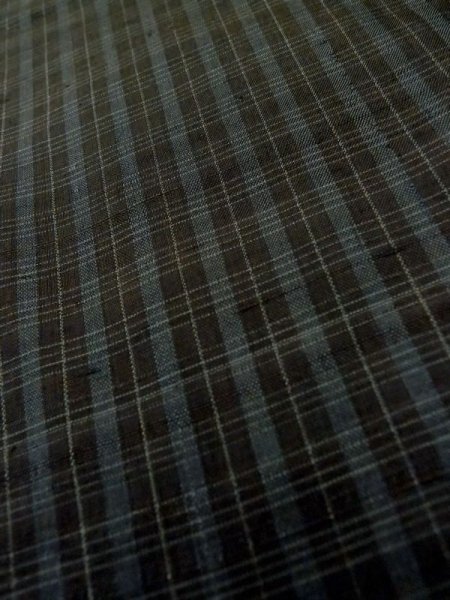 画像8: M0315Q  紬 女性用着物  シルク（正絹）  深い 青緑色, チェック柄 【中古】 【USED】 【リサイクル】 ★☆☆☆☆ (8)