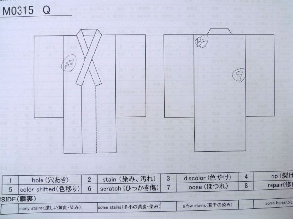 画像11: M0315Q  紬 女性用着物  シルク（正絹）  深い 青緑色, チェック柄 【中古】 【USED】 【リサイクル】 ★☆☆☆☆ (11)