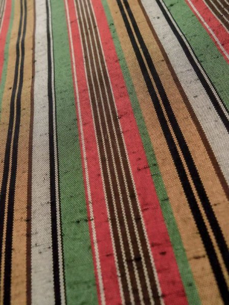 画像8: M0315S  紬 女性用着物  シルク(正絹)   マルチカラー, 縞 【中古】 【USED】 【リサイクル】 ★★☆☆☆ (8)