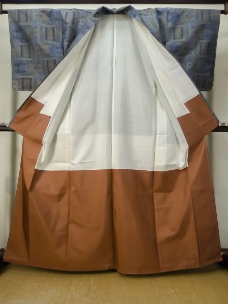 画像2: M0315T Mint  大島紬 女性用着物  シルク(正絹)  淡い マルチカラー, 抽象的模様 淡い【中古】 【USED】 【リサイクル】 ★★★★☆ (2)