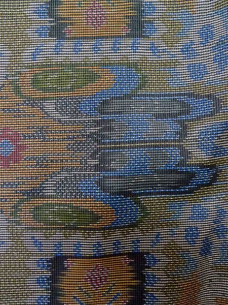 画像6: M0315T Mint  大島紬 女性用着物  シルク(正絹)  淡い マルチカラー, 抽象的模様 淡い【中古】 【USED】 【リサイクル】 ★★★★☆ (6)