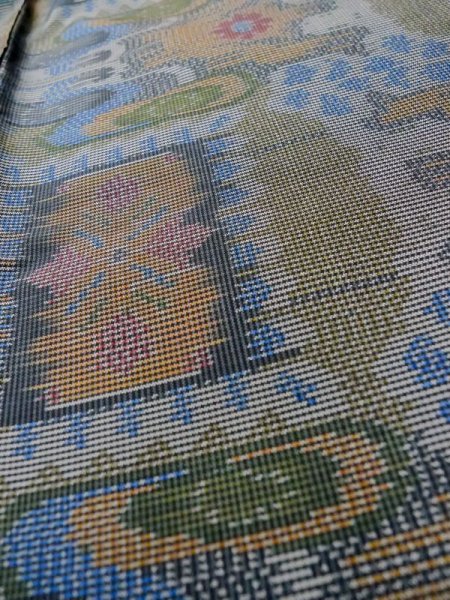 画像8: M0315T Mint  大島紬 女性用着物  シルク(正絹)  淡い マルチカラー, 抽象的模様 淡い【中古】 【USED】 【リサイクル】 ★★★★☆ (8)