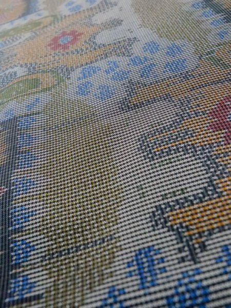 画像10: M0315T Mint  大島紬 女性用着物  シルク(正絹)  淡い マルチカラー, 抽象的模様 淡い【中古】 【USED】 【リサイクル】 ★★★★☆ (10)