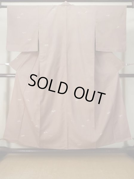 画像1: M0315Y  付下げ 女性用着物  シルク（正絹）  淡い 桃色, 笹 【中古】 【USED】 【リサイクル】 ★★★☆☆ (1)