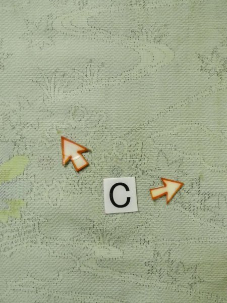 画像16: M0315Z  紬 女性用着物  シルク(正絹) 淡い 薄い 黄緑色, 花 【中古】 【USED】 【リサイクル】 ★★☆☆☆ (16)