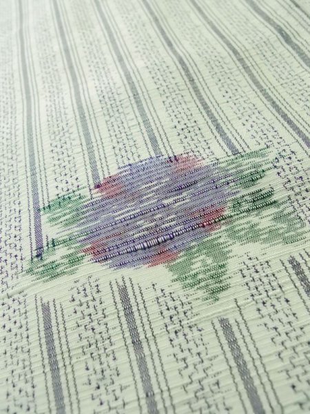 画像7: M0316A  紬 女性用着物  シルク(正絹)  淡い 水色, 花 【中古】 【USED】 【リサイクル】 ★★☆☆☆ (7)