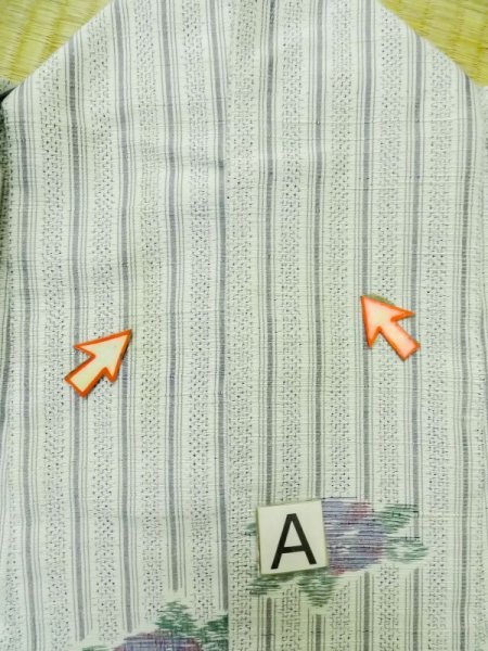 画像12: M0316A  紬 女性用着物  シルク(正絹)  淡い 水色, 花 【中古】 【USED】 【リサイクル】 ★★☆☆☆ (12)