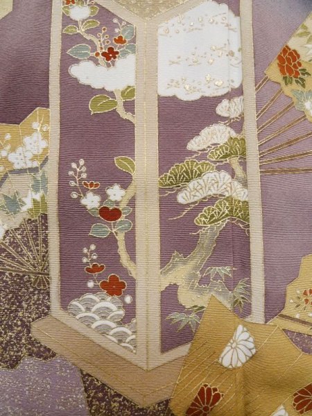 画像9: M0328C Mint  留袖 女性用着物 比翼仕立て、投扇興 シルク(正絹)   黒, ぼたん 【中古】 【USED】 【リサイクル】 ★★★★☆ (9)