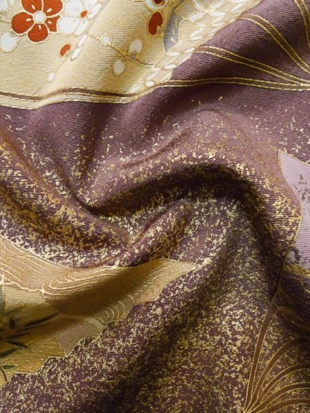 画像18: M0328C Mint  留袖 女性用着物 比翼仕立て、投扇興 シルク(正絹)   黒, ぼたん 【中古】 【USED】 【リサイクル】 ★★★★☆ (18)