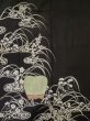 画像5: M0328H  留袖 女性用着物 柄：撫子、虫かご、蛍 シルク（正絹）   黒, 花 【中古】 【USED】 【リサイクル】 ★☆☆☆☆ (5)