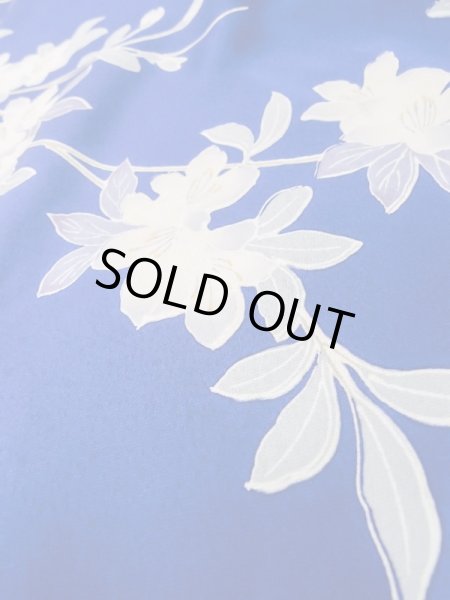 画像14: M0328I  振袖 女性用着物 山車柄 シルク（正絹）   青, 桜 【中古】 【USED】 【リサイクル】 ★★☆☆☆ (14)