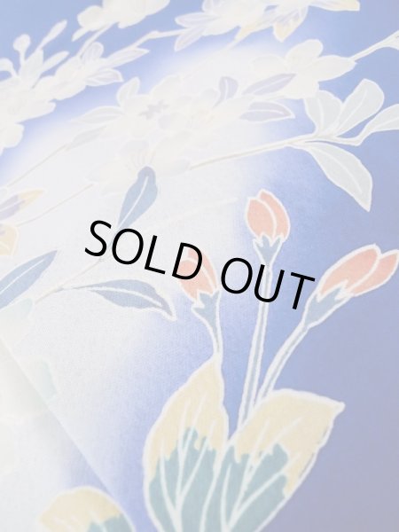 画像18: M0328I  振袖 女性用着物 山車柄 シルク（正絹）   青, 桜 【中古】 【USED】 【リサイクル】 ★★☆☆☆ (18)