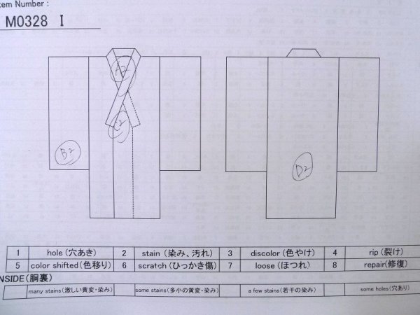 画像19: M0328I  振袖 女性用着物 山車柄 シルク(正絹)   青, 桜 【中古】 【USED】 【リサイクル】 ★★☆☆☆ (19)