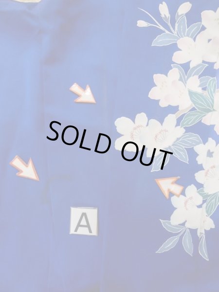 画像20: M0328I  振袖 女性用着物 山車柄 シルク（正絹）   青, 桜 【中古】 【USED】 【リサイクル】 ★★☆☆☆ (20)