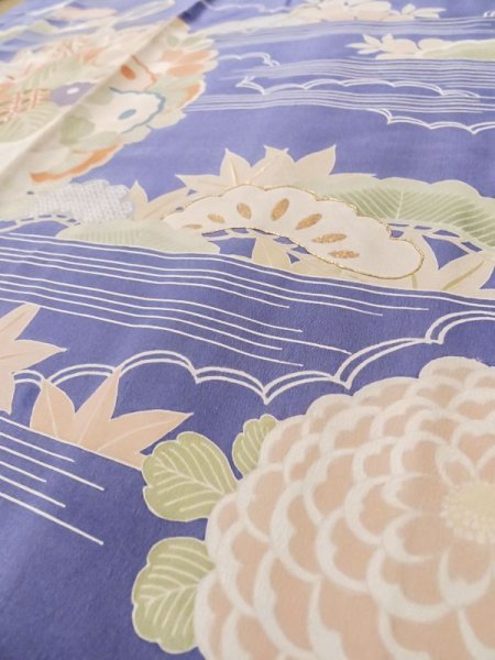 画像13: M0328L  振袖 女性用着物  シルク(正絹)  淡い アイボリー, 花 淡い【中古】 【USED】 【リサイクル】 ★☆☆☆☆ (13)