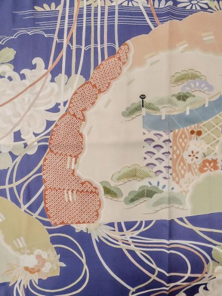 画像14: M0328L  振袖 女性用着物  シルク(正絹)  淡い アイボリー, 花 淡い【中古】 【USED】 【リサイクル】 ★☆☆☆☆ (14)