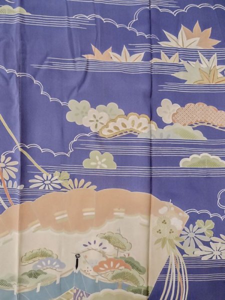 画像15: M0328L  振袖 女性用着物  シルク(正絹)  淡い アイボリー, 花 淡い【中古】 【USED】 【リサイクル】 ★☆☆☆☆ (15)