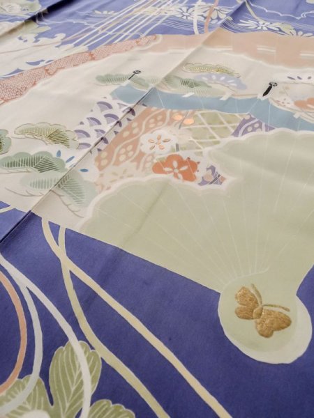 画像18: M0328L  振袖 女性用着物  シルク(正絹)  淡い アイボリー, 花 淡い【中古】 【USED】 【リサイクル】 ★☆☆☆☆ (18)