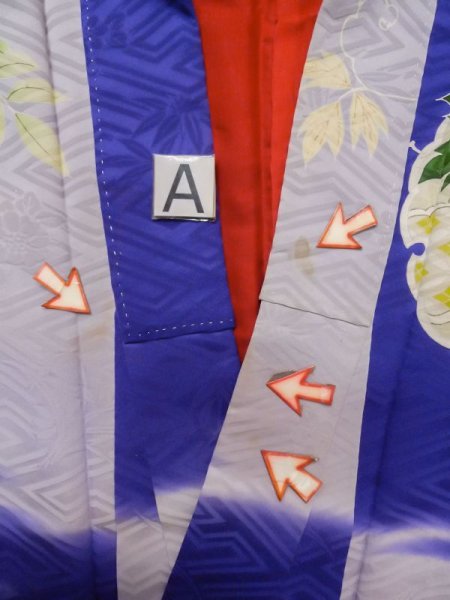 画像22: M0328M  訪問着 女性用着物  シルク(正絹) 淡い 紫み 青, ぼたん 淡い【中古】 【USED】 【リサイクル】 ★★☆☆☆ (22)