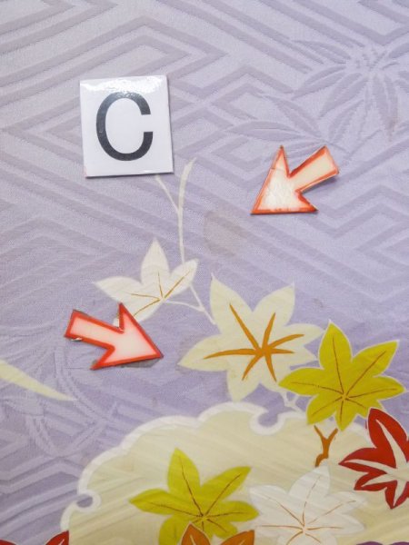 画像24: M0328M  訪問着 女性用着物  シルク(正絹) 淡い 紫み 青, ぼたん 淡い【中古】 【USED】 【リサイクル】 ★★☆☆☆ (24)