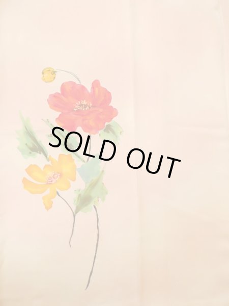 画像5: M0328P  付下げ 女性用着物  シルク（正絹） 淡い 薄い 橙色, 花 【中古】 【USED】 【リサイクル】 ★★☆☆☆ (5)