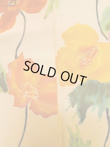 画像6: M0328P  付下げ 女性用着物  シルク（正絹） 淡い 薄い 橙色, 花 【中古】 【USED】 【リサイクル】 ★★☆☆☆ (6)